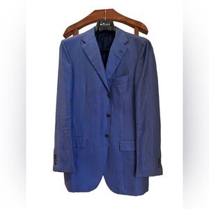 Kiton - Cashmere-Linen Plaid Sports Jacket in Blue